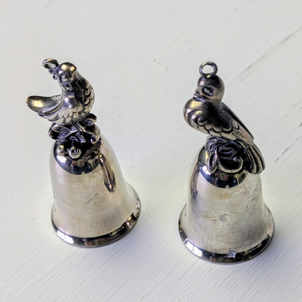 2 Reed And Barton Silver Bells Christmas Ornaments